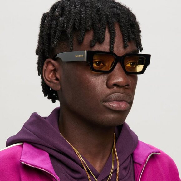 Palm Angels PERI086 HYDE 1018 Rectangle Sunglasses - Black/Yellow - Picture 2 of 11